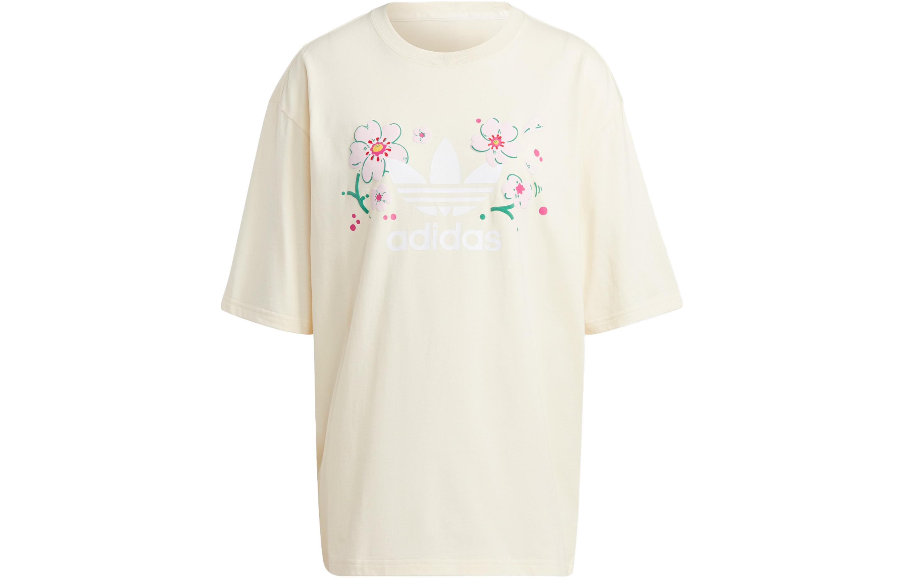 Adidas Originals Cherry Blossom Limited Series SS23 Drop Shoulder Sleeve T Shirt Women s Ivory IP3751 XS