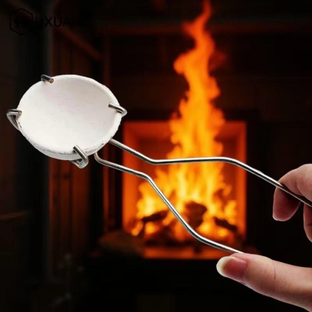 High Temp Resistant Quartz Bowl Holder Clamp Extra Long Smelting Tools Metal Refining