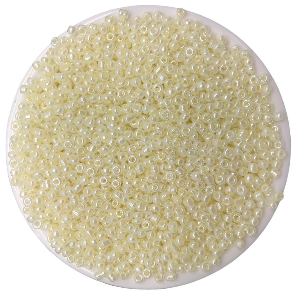Solid Color 2/3/4mm Glass Seed Beads, Silver Lined, Dyed AB Cream, Round for Handmade Beading & Bracelets.