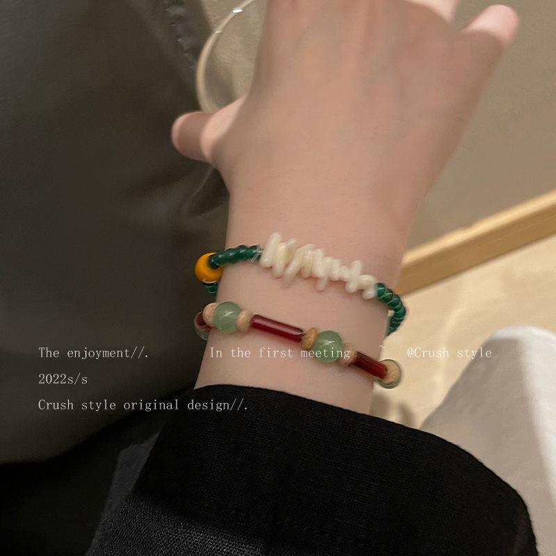 Handmade High-End Retro Tibetan Bead Bracelet with Natural Stone, Chinese Ethnic Style.