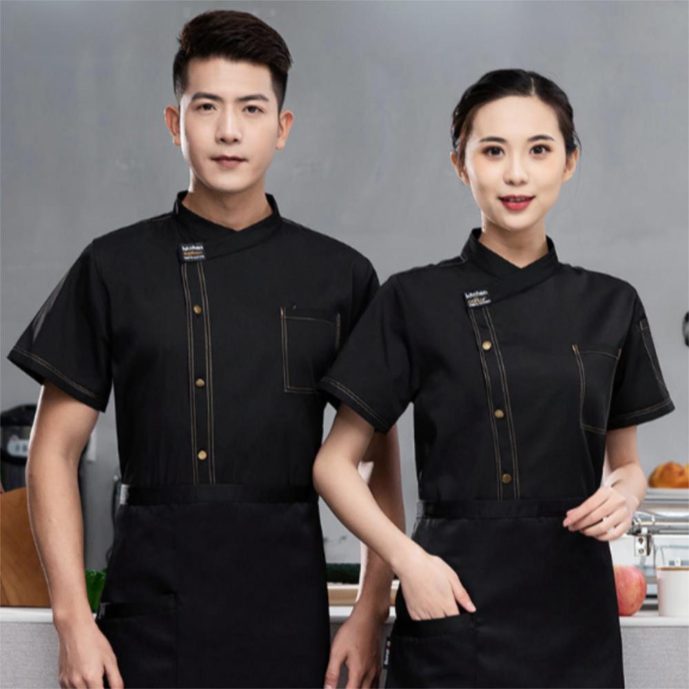 Short-sleeved Chef Uniform Thickened Kitchen Cook Shirts Portable Chef Jacket Restaurant
