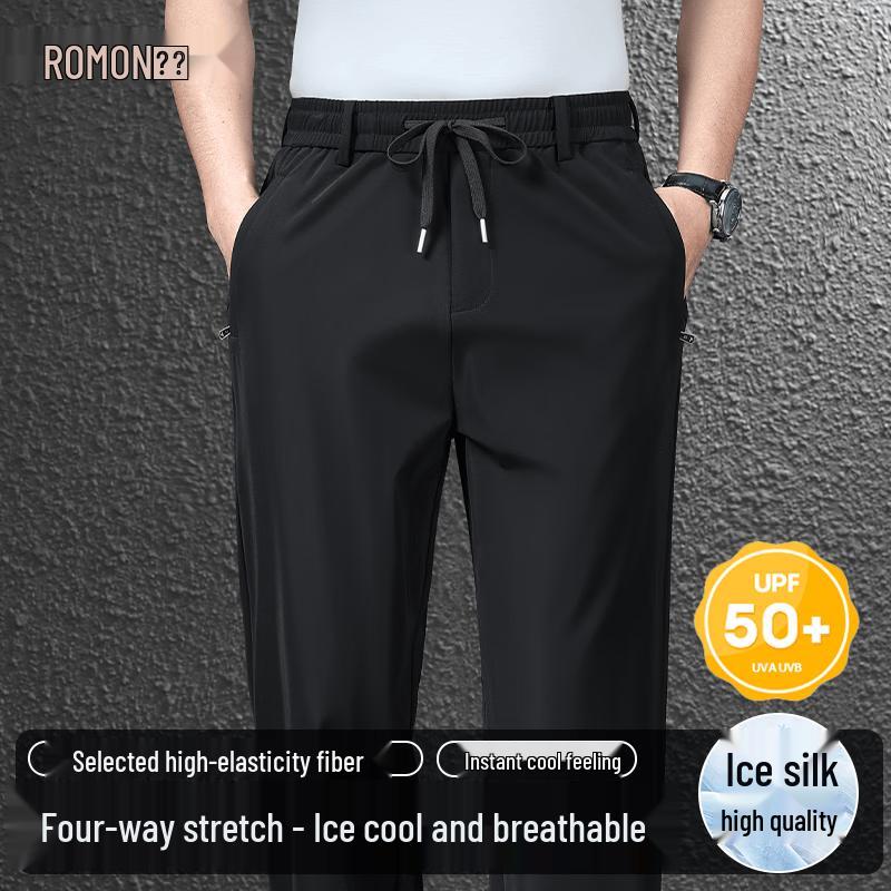 

ROMON Men s Ice Silk Straight Leg Casual Pants 4XL