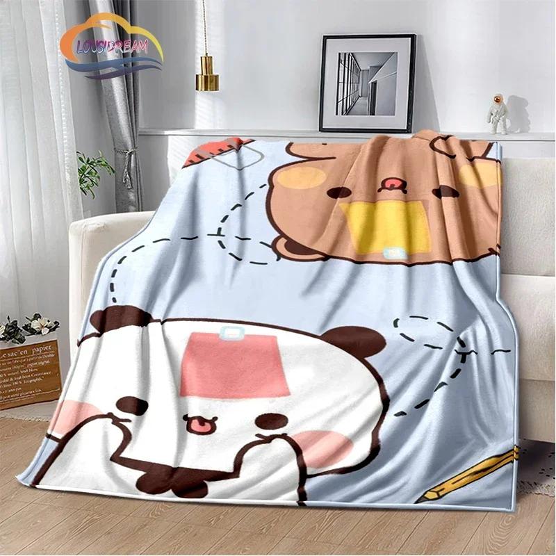 Cartoon Print Bear and Pa Blanket Cute Bubu  Dudu Series  Kids Warm Flannel Soft Comfortable Home Bed
