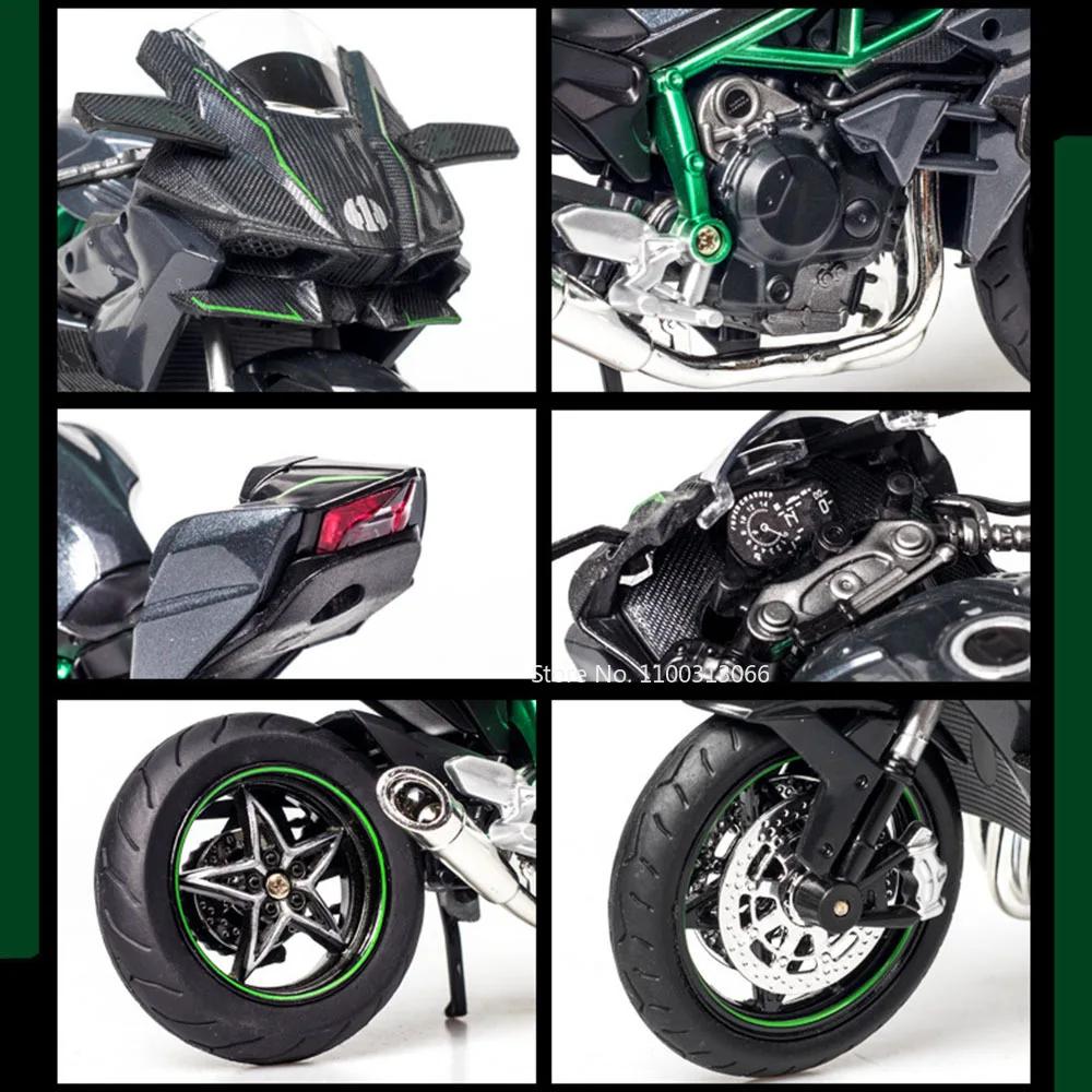 1:12 Kawasaki Ninja H2R Diavel Motorcycles Toy Car Model Light Sound Shock Absorption Miniature Vehicle for Child Birthday Gifts