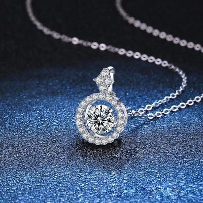 Collar con colgante de moissanita auténtica de 1 quilate para mujer, color D, 100 % plata de ley 925, brillante diamante artificial, joyería fina