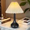 Pleated Table Lamp USB Plug In Warm Light Night Light Eye-Caring Flicker-Free LED Lamp with Metal Base