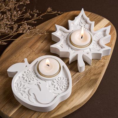 Maple Leaf Mushroom Apple Candlestick Mold DIY Relief Pattern Candle Holder Silicone Molds Plaster Resin Crafts Making Home Deco