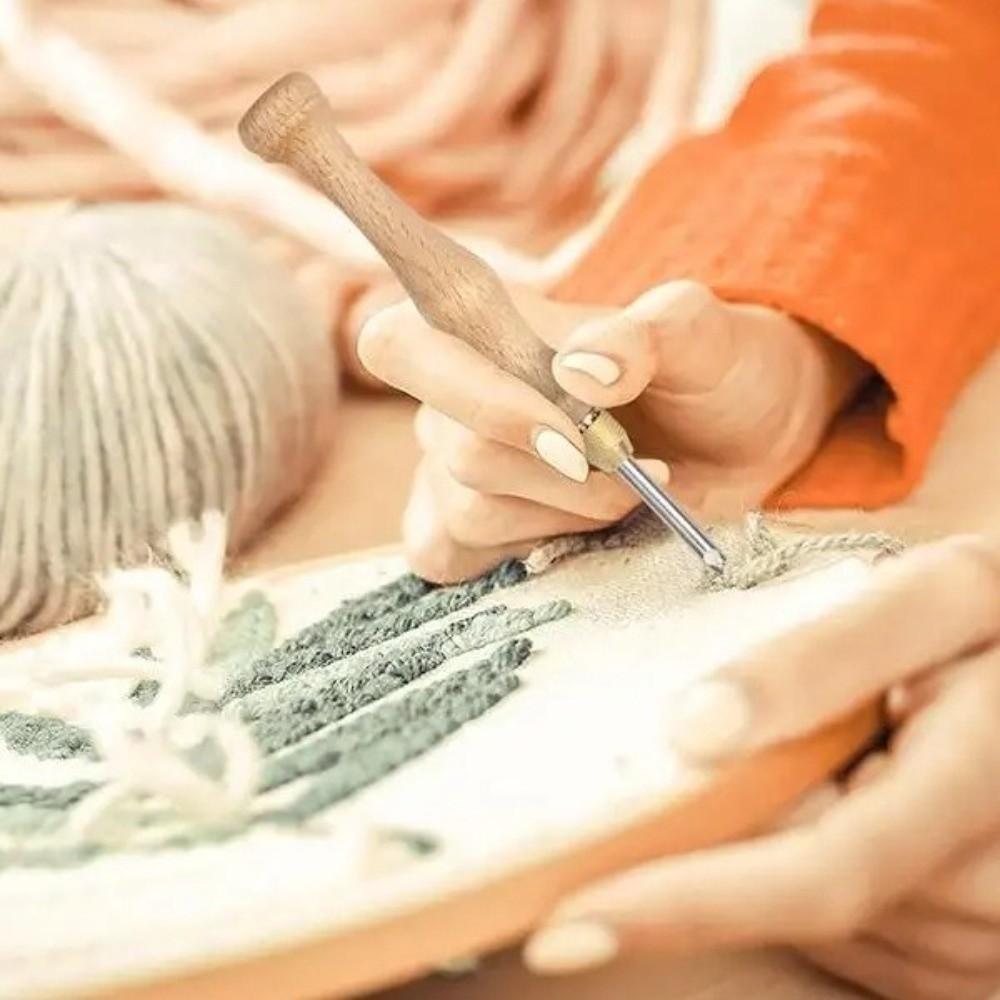 Wooden Handle Embroidery Stitch Pen 2.5mm/3.5mm/5mm Punch Stitching Kit  Sewing