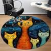 1pc Cat Family Office Round Area Rug, Indoor Mat Suitable ForOffice, Under Office Chairs Bedroom Living Room Home Decor, Room Deco D022