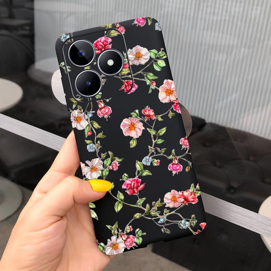 For Realme C53 C51 Cases Shockproof Soft Luxury Silicone TPU Bumper Case For RealmeC51 C 51 C 53 Flower Painting Girly Capa Etui