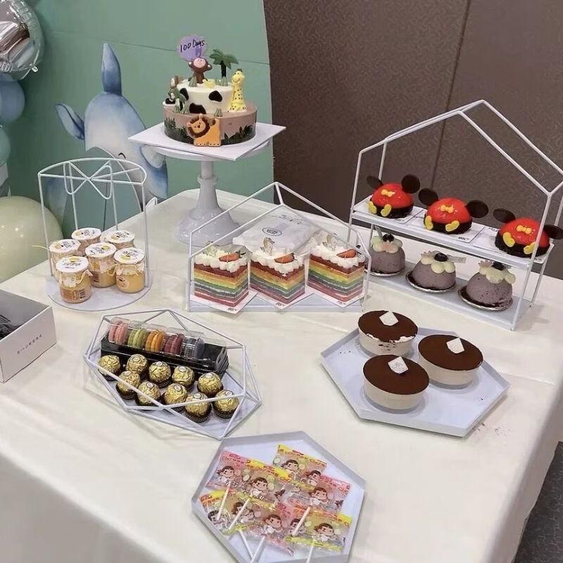 Elegant White Iron Art Dessert & Cake Display Stand Sets