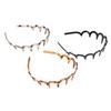 Diadema Zig Zag Doble Cara Forma de U con Peine Antideslizante para Mujer Ámbar Negro Gris 3 Piezas