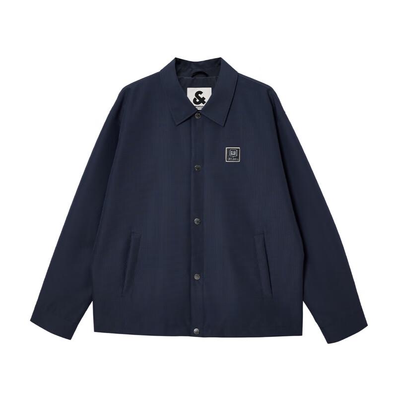 JACK&JONES Men's Loose Fit Lapel Jacket with Textured Embroidery