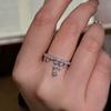 New in elegant inlay diamonds tassel water droplet ring light luxury fashion rings for women unique suitable for daily jewelry
