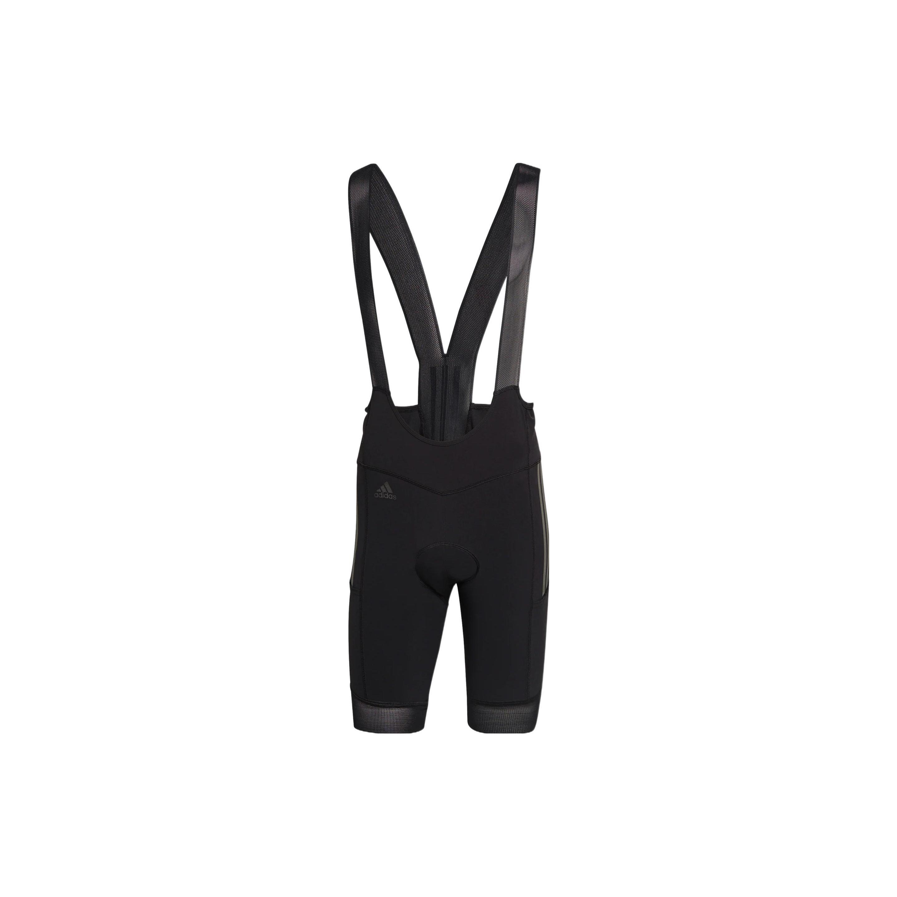 Men s adidas The Adiv Bib Solid Color Logo Embroidered Cycling Shorts Black H51171 XL