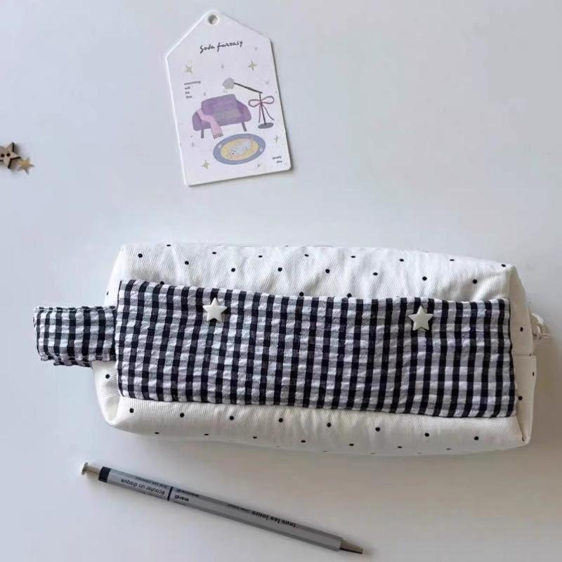 1Pcs Large Capacity Student Pencil Eraser Ruler Organizer Korean Pencil Case INS Aesthetic Causal Stationery Tote Bag