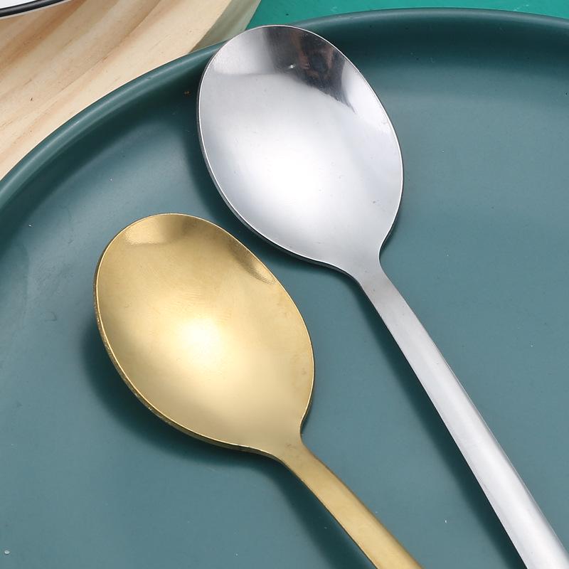 Long Handle Stainless Steel Korean Spoon - Coffee Stirrer, Dessert, Rice, Household, and Ladle Spoon