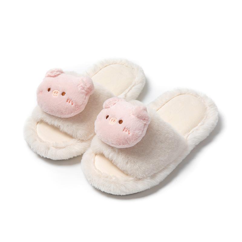 

инс открытие милые животные хлопковые тапочки домашние комнатные осенне-зимние плюшевые тапочки 40-41 бежевый