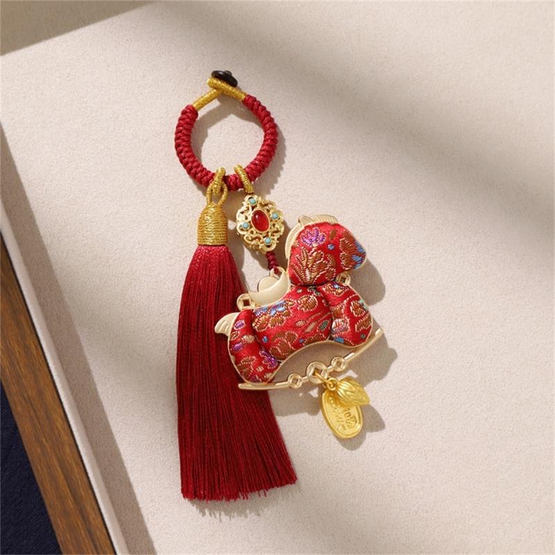 Exquisite Hand Crafted Keychain Featuring Delicate Tassels And Auspicious Horse Year Design Bag Hanging Decoration