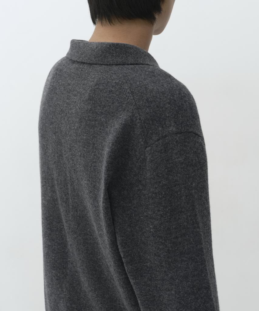 MUSINSA STANDARD [Victoria Wool] Slit Neck Collared Knit [Medium Grey]