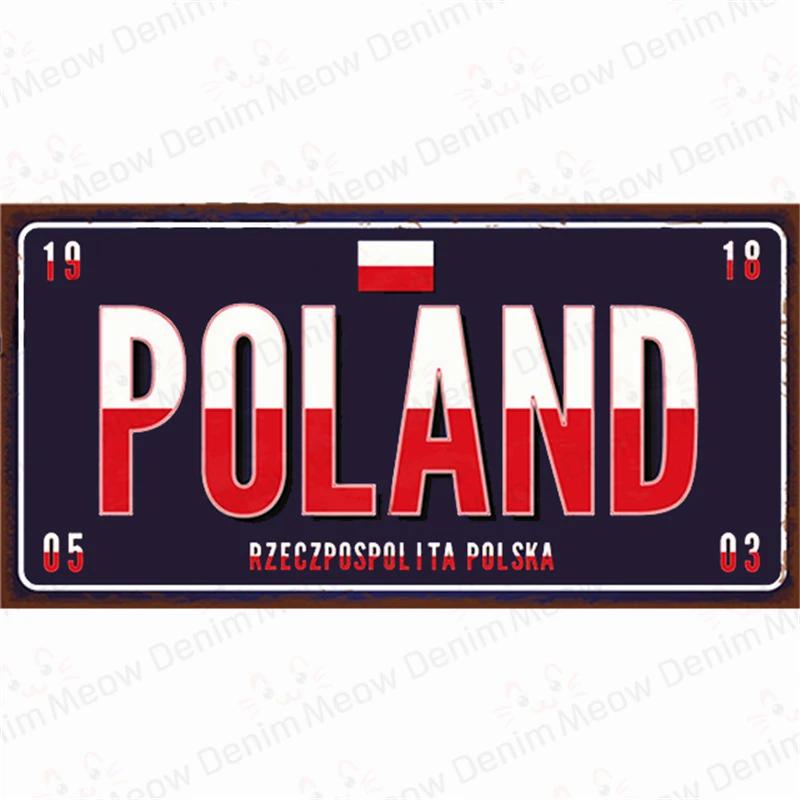 Country Metal Sign Tin Plate, France, Russia, Car, Garage, Club Decoration, Spain, Poland, London, Portugal, Korea Plate, N397