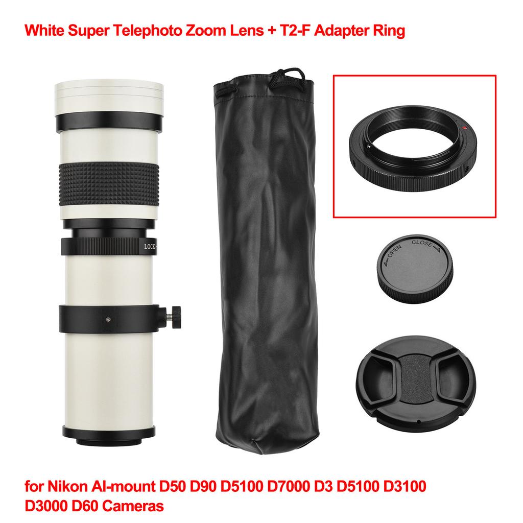 Camera MF Super Telephoto Zoom Lens F/8.3-16 420-800mm T Mount with 1/4 Thread for Canon Nikon Sony Fujifilm Olympus Cameras