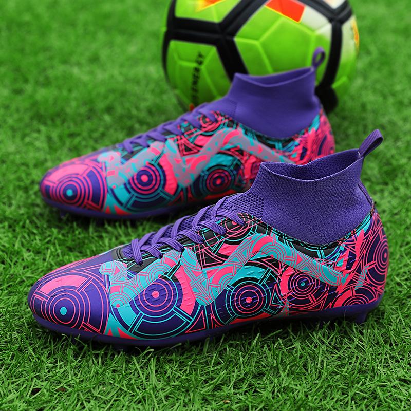33-46 Unisex Football Boots Lace-nails Graffiti High Elastic Sock Mouth Training Artificial Captain Outdoor Sports Training Children Football Shoes
