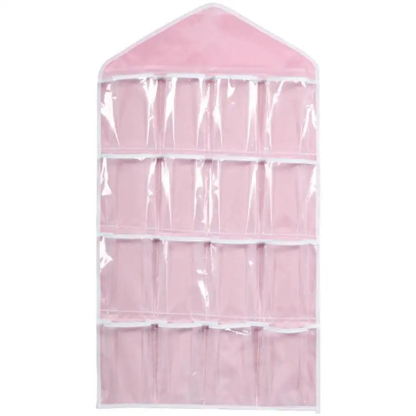 Hot 16Pockets WardrobePockets Clear Hanging Bag Socks Bra Underwear Stationery Rack Hanger Storage Saving Space Tidy Organizer