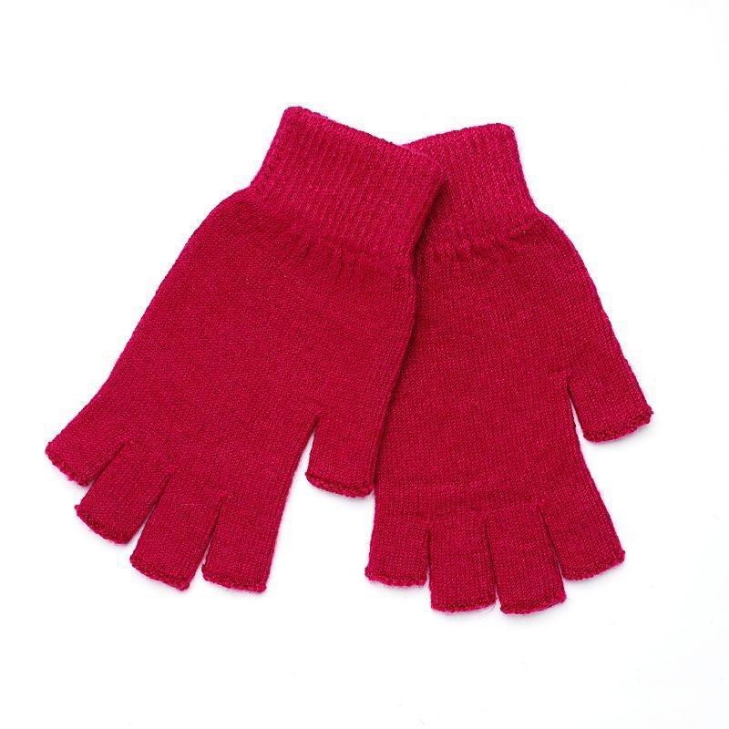 

Cashmere Half Finger Gloves Female Winter Warm Wool Knitting Half Finger Open Finger Office Typing Student Men Wine Red One size