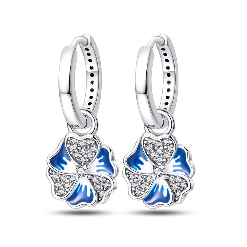 Fashion 925 Silver Luminous Shell Earrings For Women Pave CZ Heart Shape Star Moon Hoop Earrings Engagement Wedding Jewelry