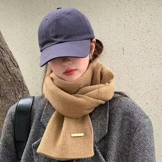 Women Scarf Solid Color Thickened Windproof Warm Versatile Scarf Daily Winter Outdoor Cycling Long Scarf