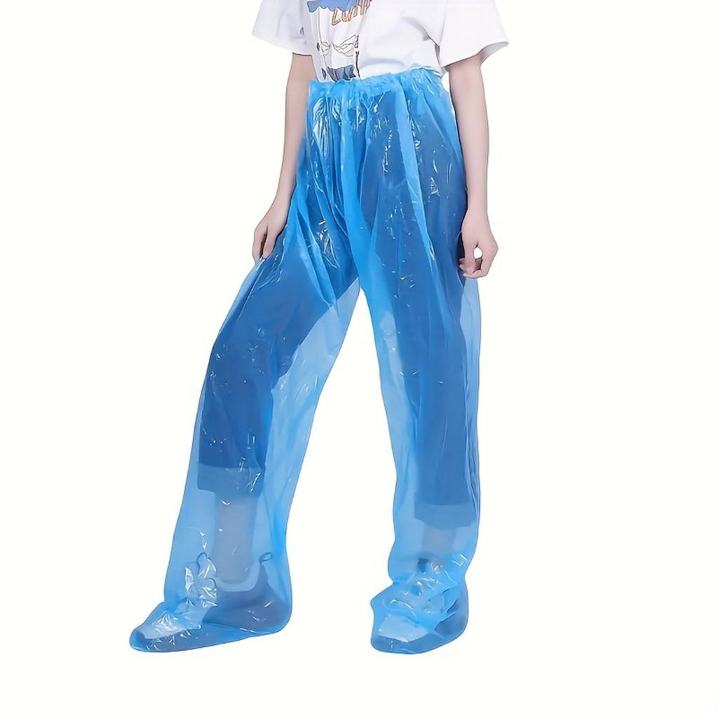 Waterproof Disposable Clear PE Trousers Fishing Protect Foot Rain Pants Split Raincoat Rainsuit Outdoor Tourism Travel Cycling