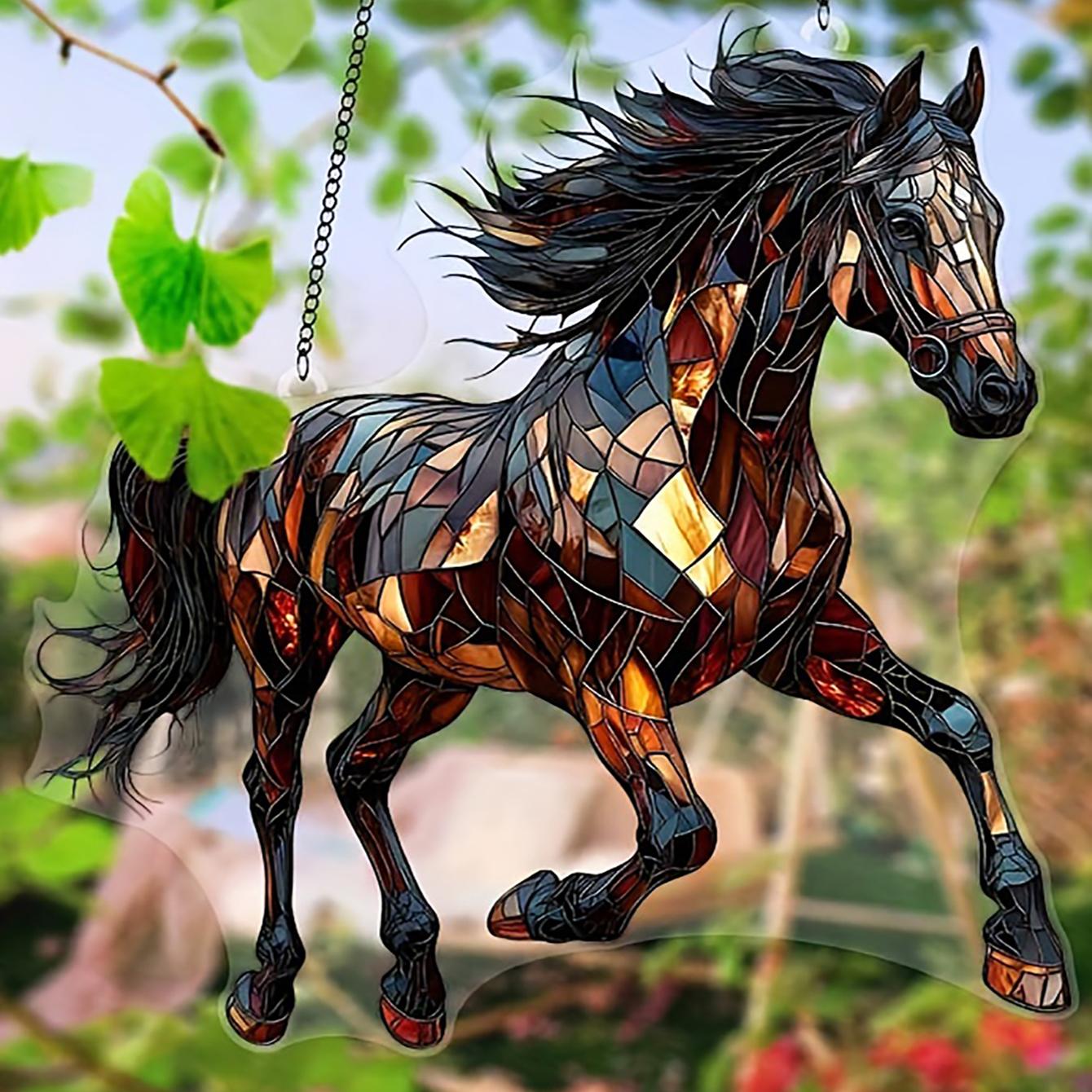 

1 шт. Подвесное украшение «Бегущие дикие лошади», подвесной кулон, музыка ветра, ловец солнца, украшение для дома, окна, декор для сада