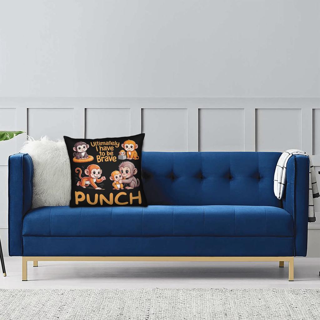 Baby Monkey Punch Pillowcase Soft Fabric Cushion Cover Decorations Pillow Case Cover Home Square 18''