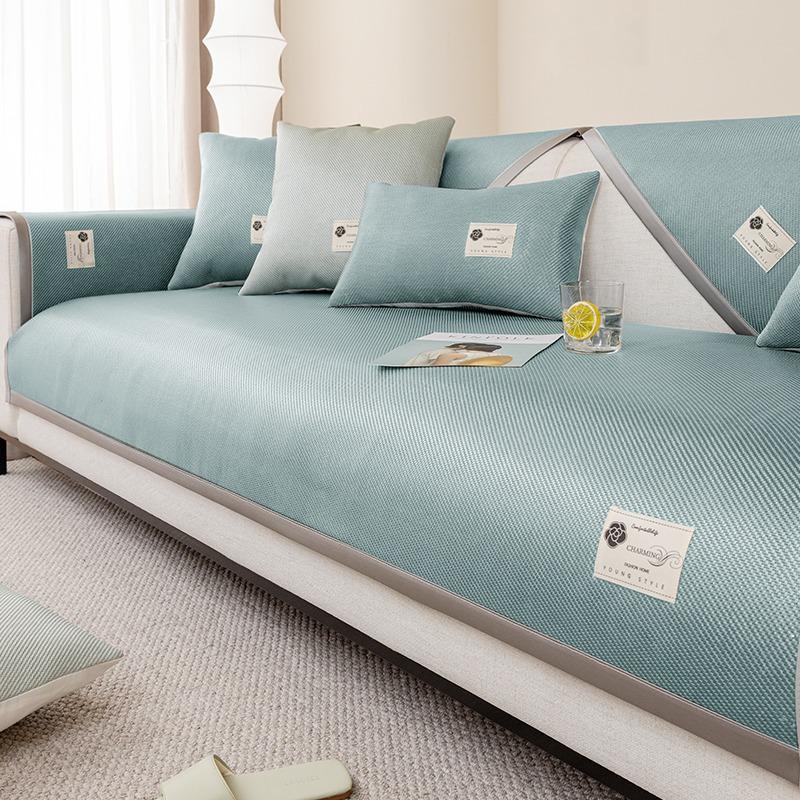 Summer Mat Sofa Cushion Simple Ice Silk Sofa Cover All-Inclusive Universal Non-Slip Sofa Seat Cushion Rattan Mat Cover