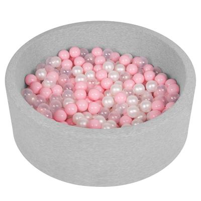 Soft Ball Pit Pool 90x30cm/200 Balls Round for Baby Toddler Foam, Light Grey:powder Pink/pearl/transparent