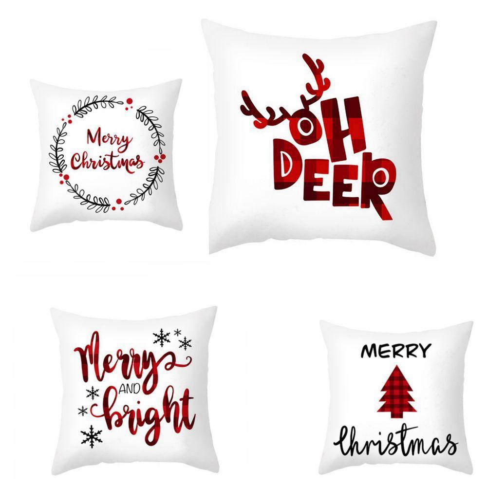 Tree For Home Decor Elk Merry Christmas Cushion Cover New Year Gifts Ornament Pillowcase