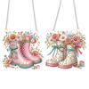 2pcs Flower Theme 2D/Flat DIY Special Shape Hanging Diamond Art Kits Diamond Painting Set Rhinestone Diamond Art Window Pendants