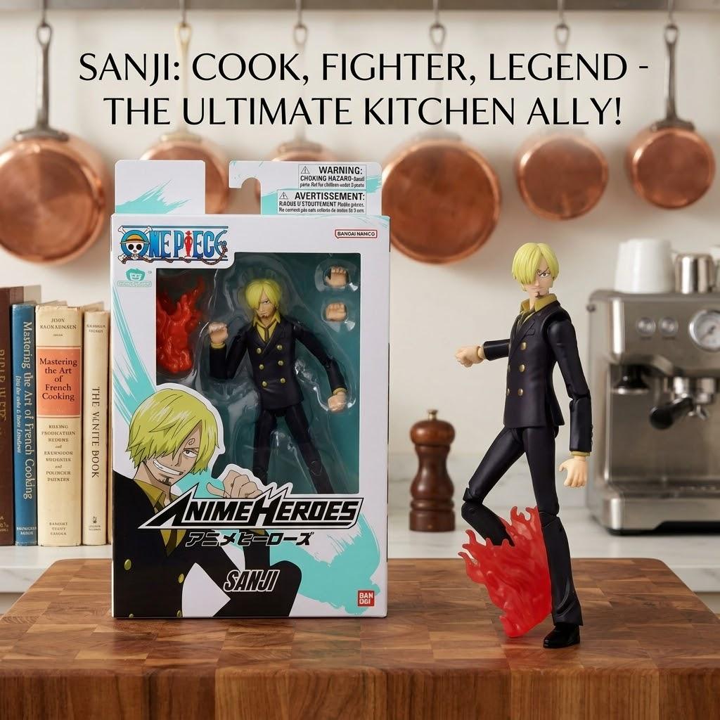 Figura de Acción de Sanji de One Piece - Serie Anime Heroes - 6.5" Juguete Coleccionable Altamente Articulado con Efecto Diable Jambe
