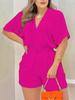 Spring/Summer Women's Casual V-Neck Ruched Jumpsuit - Hot Selling