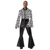 Mens Metallic Bell Bottom Disco Jumpsuit Turn Down Collar Flared Sleeves Printed Bodice Bodysuit Party Costume