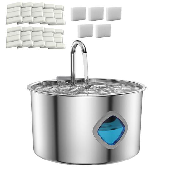 

Dog Water Fountain Stainless Steel 108 Fl Oz Capacity Pet Drinking Fountain Quiet Operation Natural Circulation Filtration Water Fountain серебряный