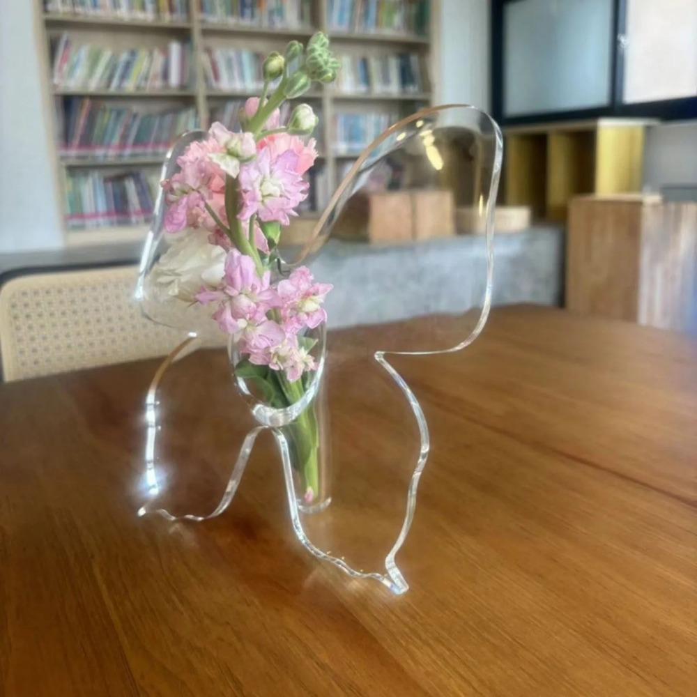 Glass Christmas Ornament Transparent Acrylic Butterfly Frame Vase Transparent Acrylic Butterfly Vase Garden Figurines Solar