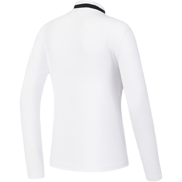 FILA Golf Series Comfortable Soft Stand Collar Long Sleeve T-Shirt Women Tops Jade-White A11W445221F-WT