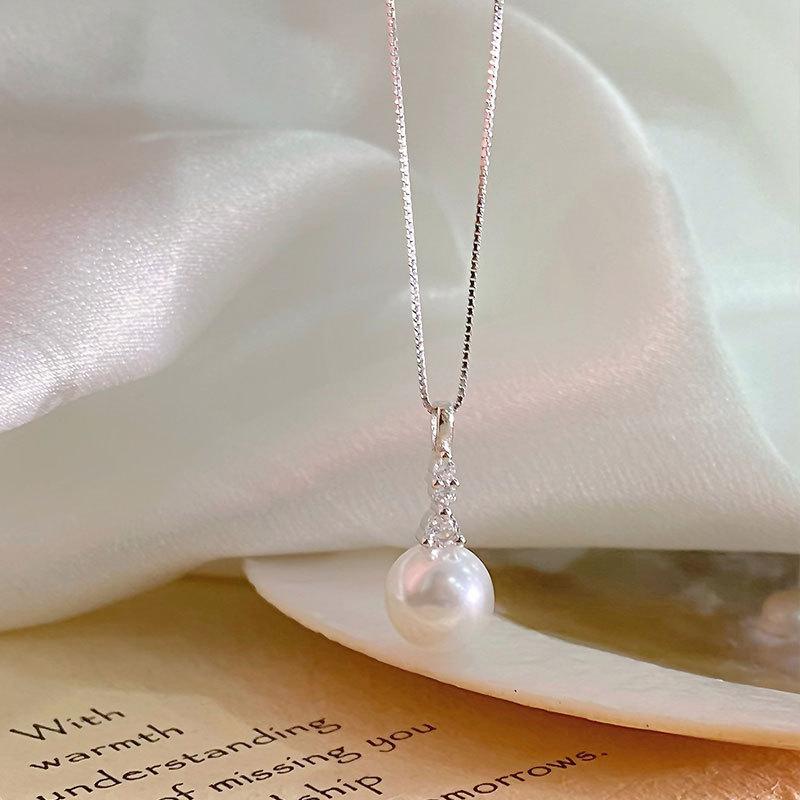 

Жемчужное ожерелье с бриллиантами, легкая роскошь, элитный, изысканный и простой темперамент, цепочка на ключицу, универсально для поездок на работу