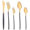 Sada 5 kusů nádobí Matné příbory Modré zlato Nůž Dezertní vidlička Lžíce Sada příborů z nerezové oceli 18/10
