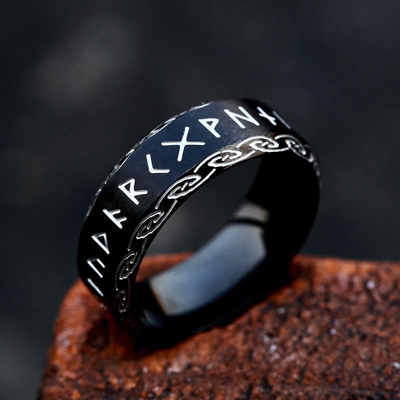 Vintage Silver Viking Rune Rings for Men Women Nordic Odin Amulet Stainless Steel Fashion Jewelry Simple Norse Style