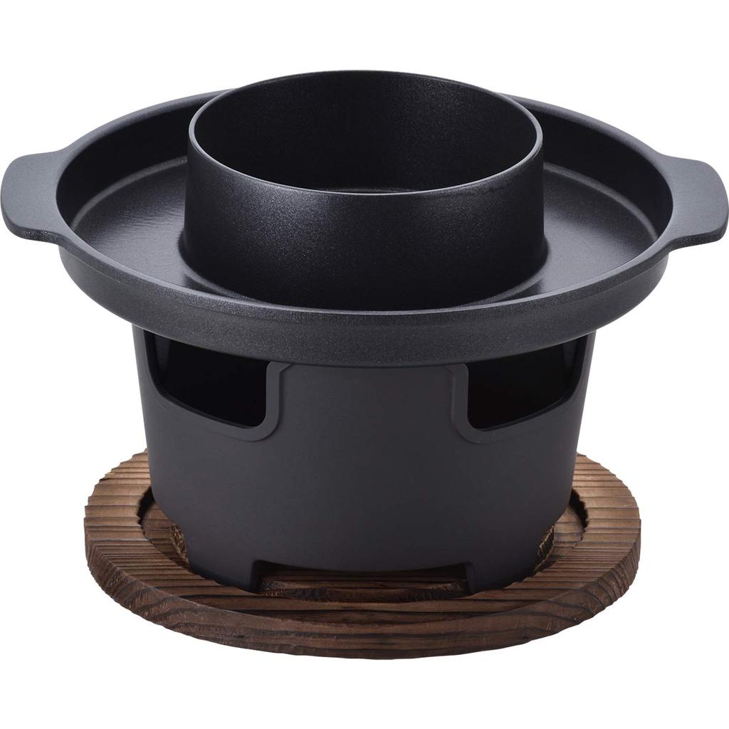 Wahei Freiz Yaki-Shabu Pot, Black, 18cm, Solid Fuel, Portable Gas Stovetop, RB-1281