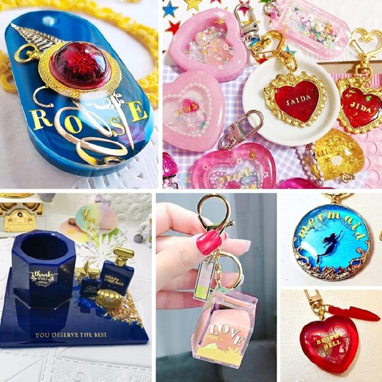 Coppers Gold Color 1.5cm Alphabets Number Stickers Mini-Glitter Letter Stickers umbers UV Epoxy Resin Fillings