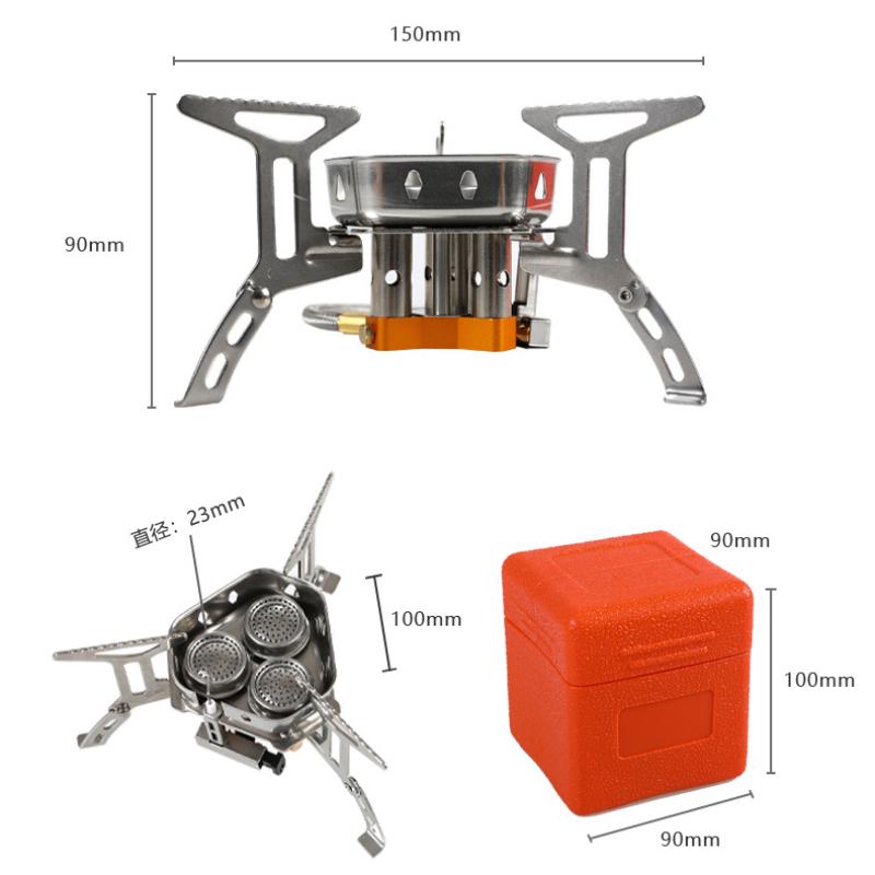 

Портативная головка плиты для кемпинга на открытом воздухе Мини-горелка Складная плита для пеших прогулок Складная газовая плита из нержавеющей стали оранжевый